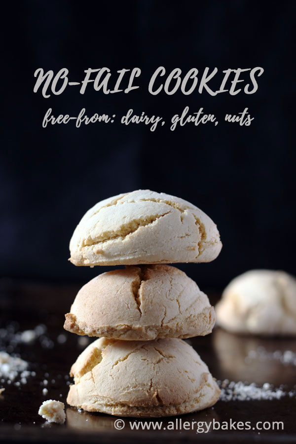 Dairy-free, gluten-free cookies stacked on top of each other.